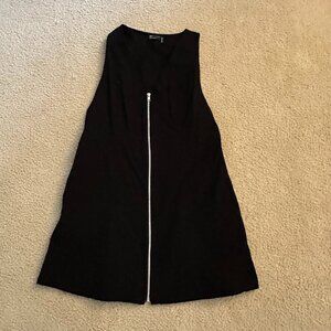 Black Sleeveless Zip-Front Shift Dress